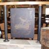 Metal panels chemically altered to reveal company logos.